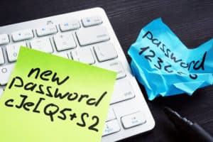 Strong And Weak Password On Pieces Of Paper. Password Security And Protection.